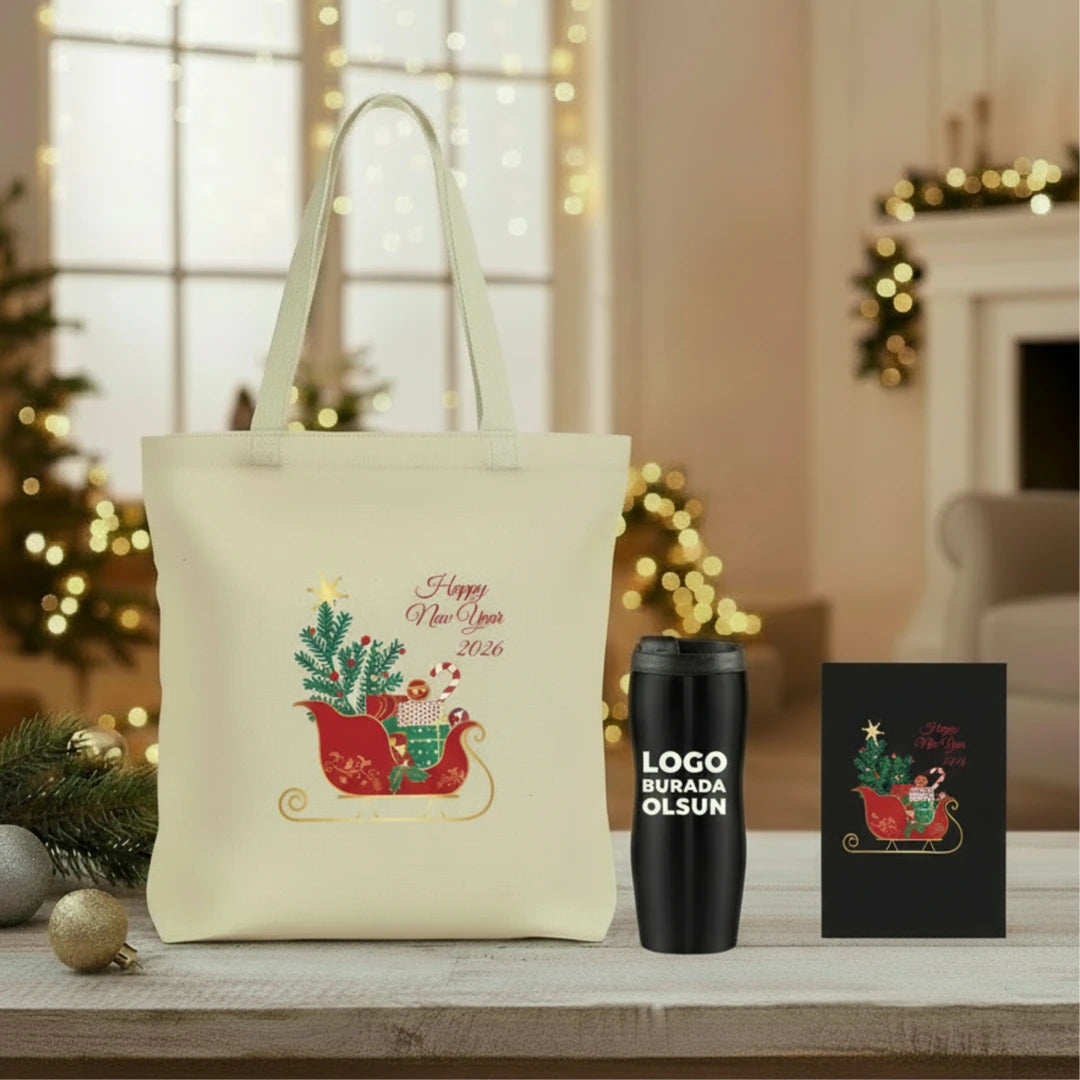 Kurumsal Promosyon Yeni Yıl Hediyeleri - Kanvas Çanta, Termos ve Kanvas Defter