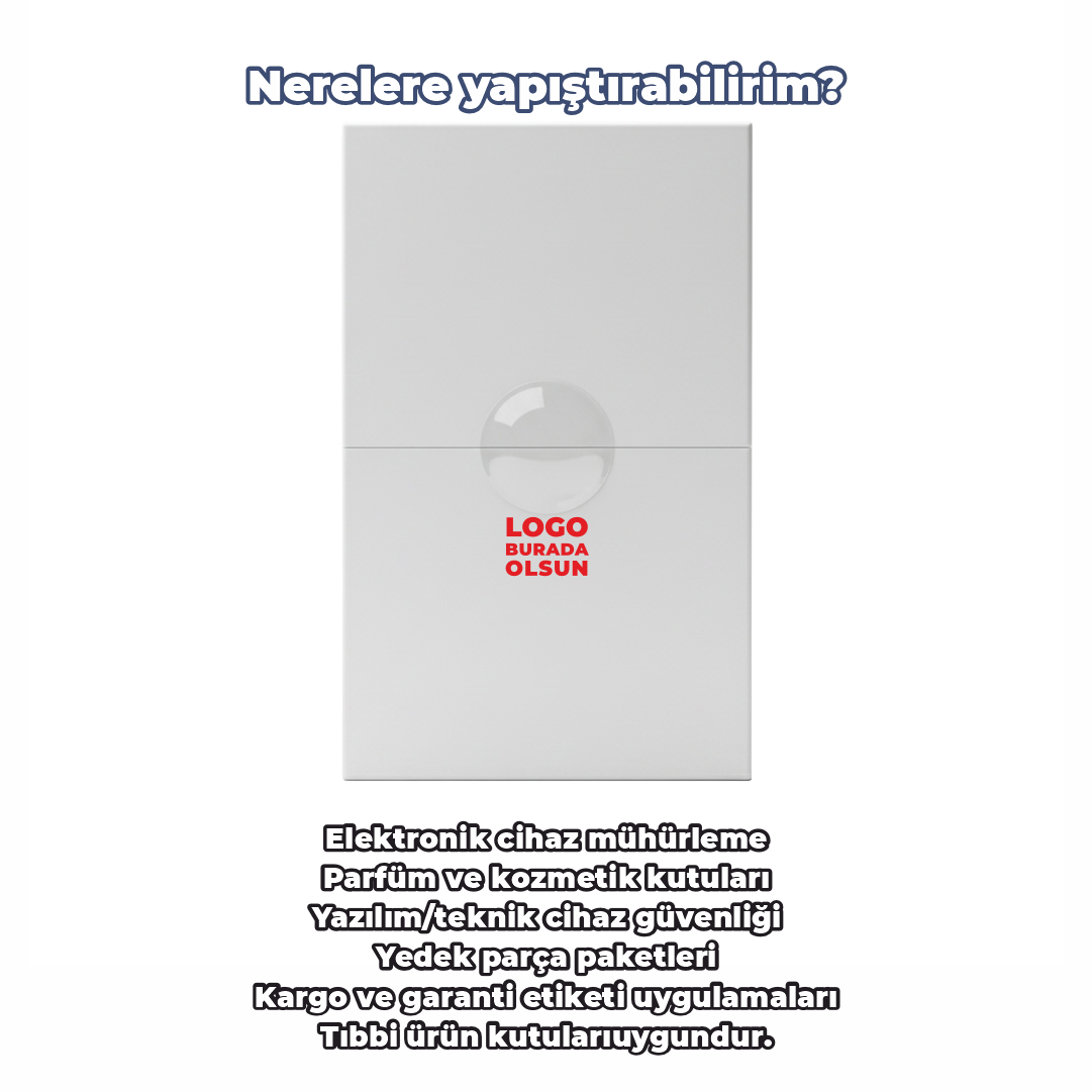 Baskılı Şeffaf Garanti Etiketi | Güvenlik Etiketi Baskı - Detay Görünüm | onaylabastir