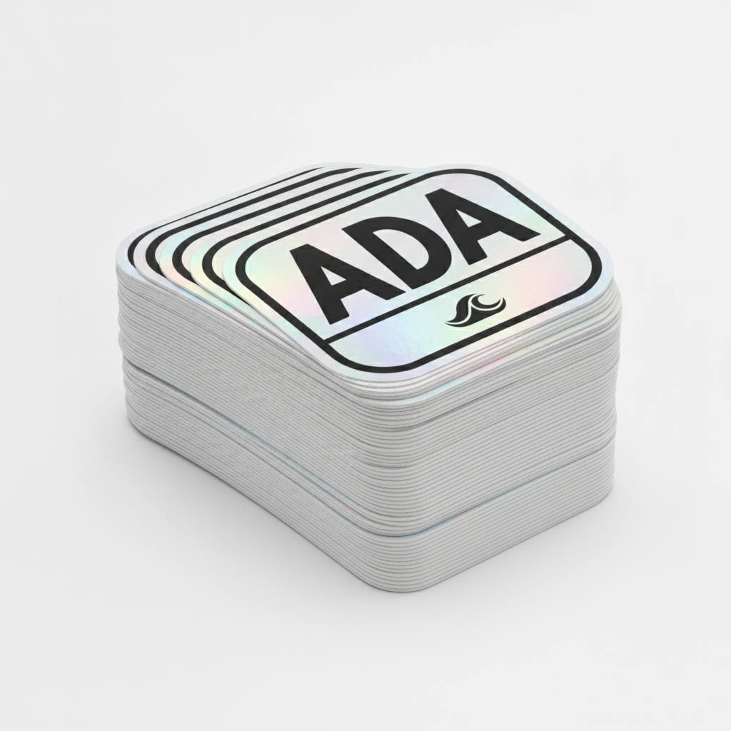 Kalın deste halinde tam kesim hologram sticker baskısı