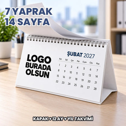 Kalın taşıyıcılı masa takvimi yaprakları: 7 yaprak 14 sayfa, spiralden kolay çevrilir