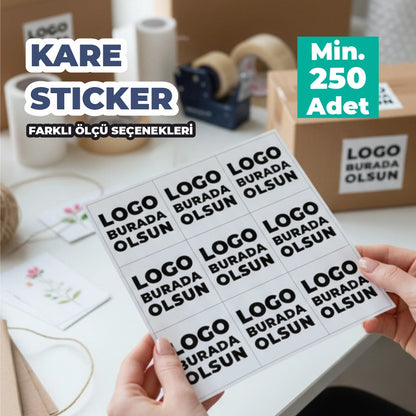 Sticker & Etiket Baskı | Kare · Suya Dayanıklı · Özelleştirilebilir