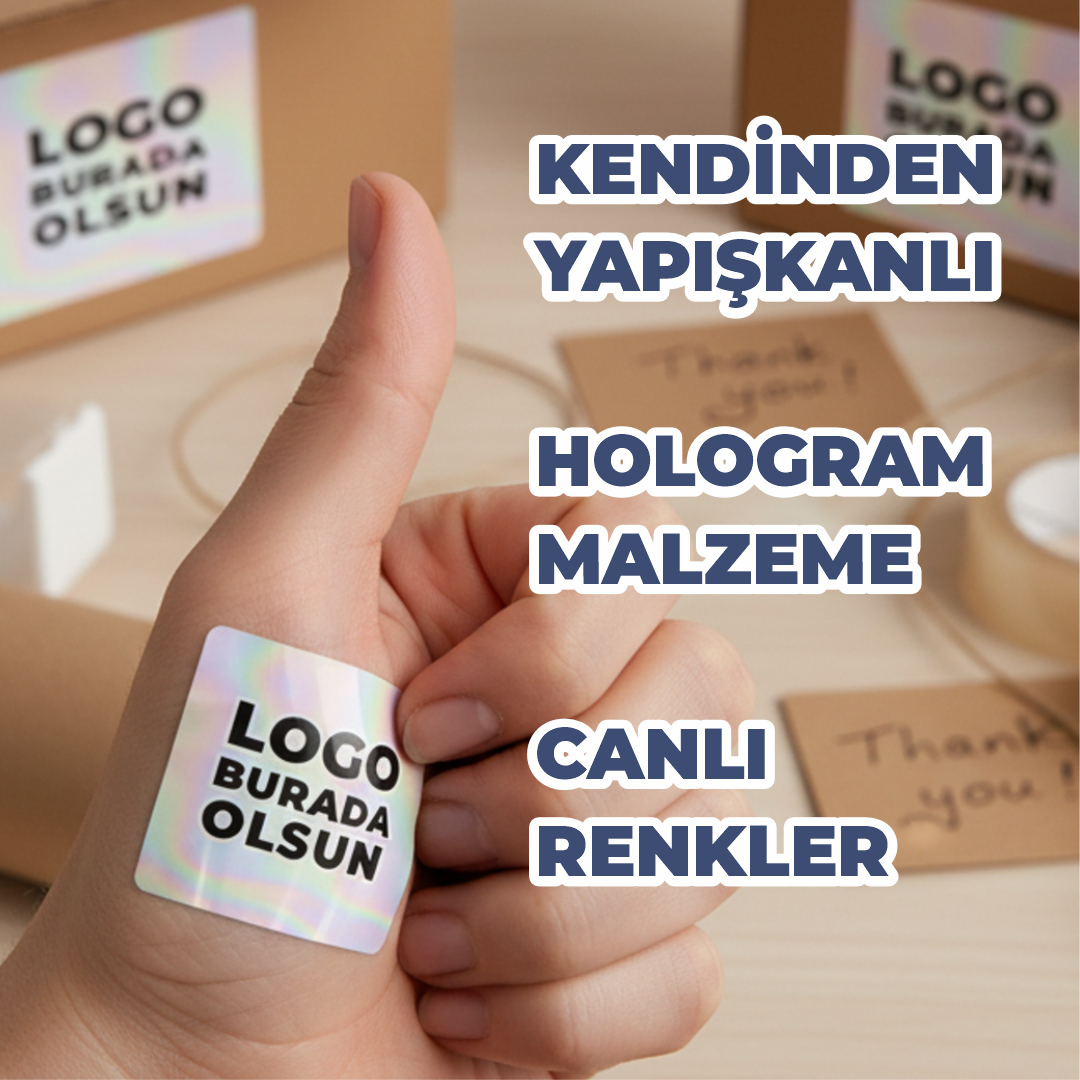 Kare Hologram Sticker | Logo Baskılı Etiket