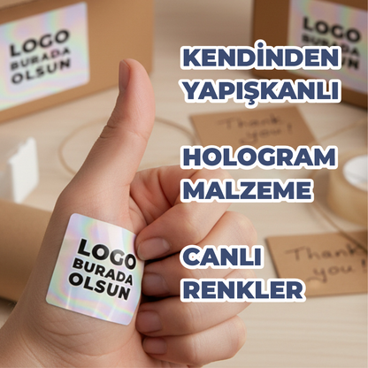 Kare Hologram Sticker | Logo Baskılı Etiket