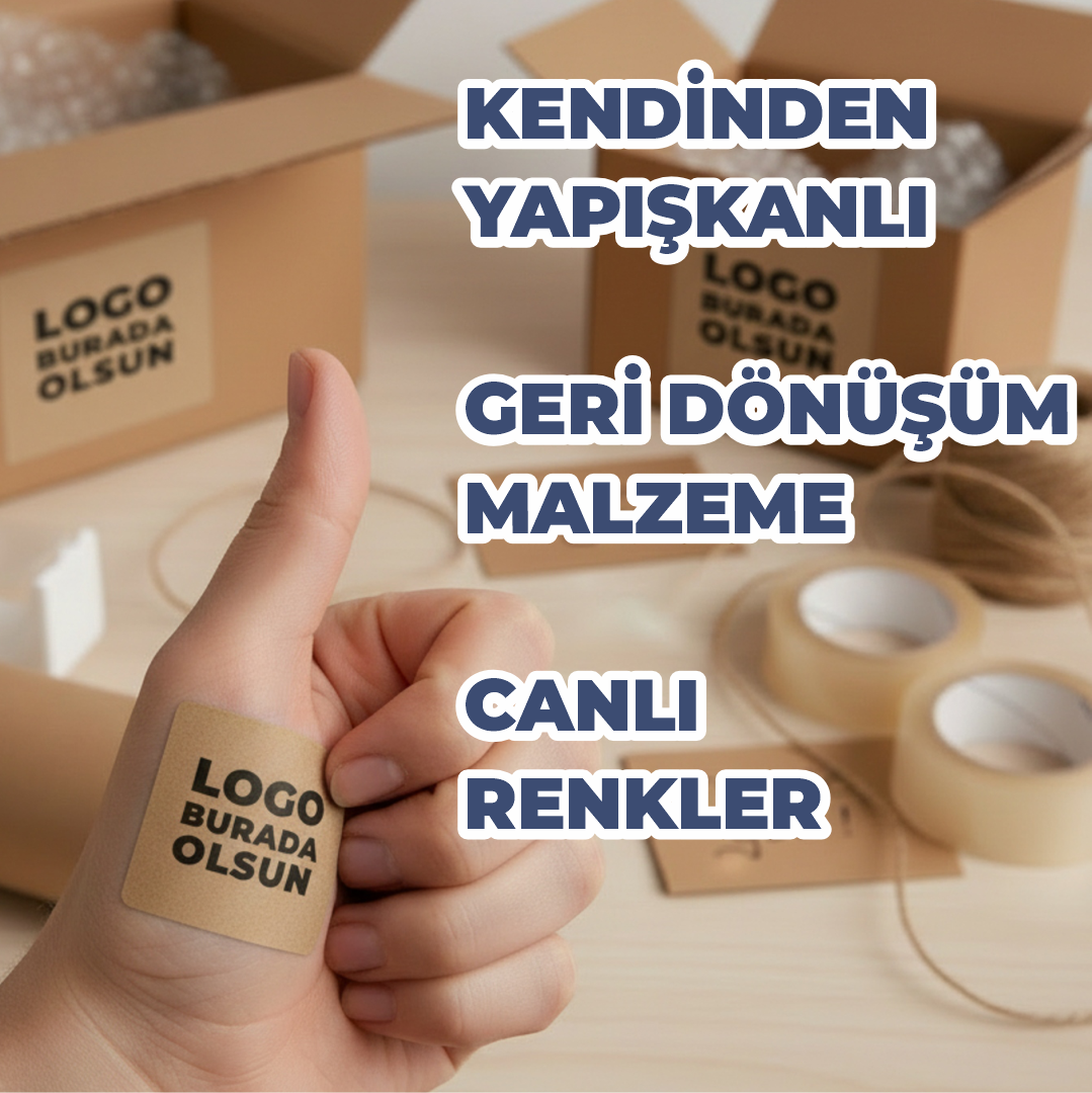 Kare Kraft Etiket Baskı | Özel Tasarım Doğal Kraft Sticker