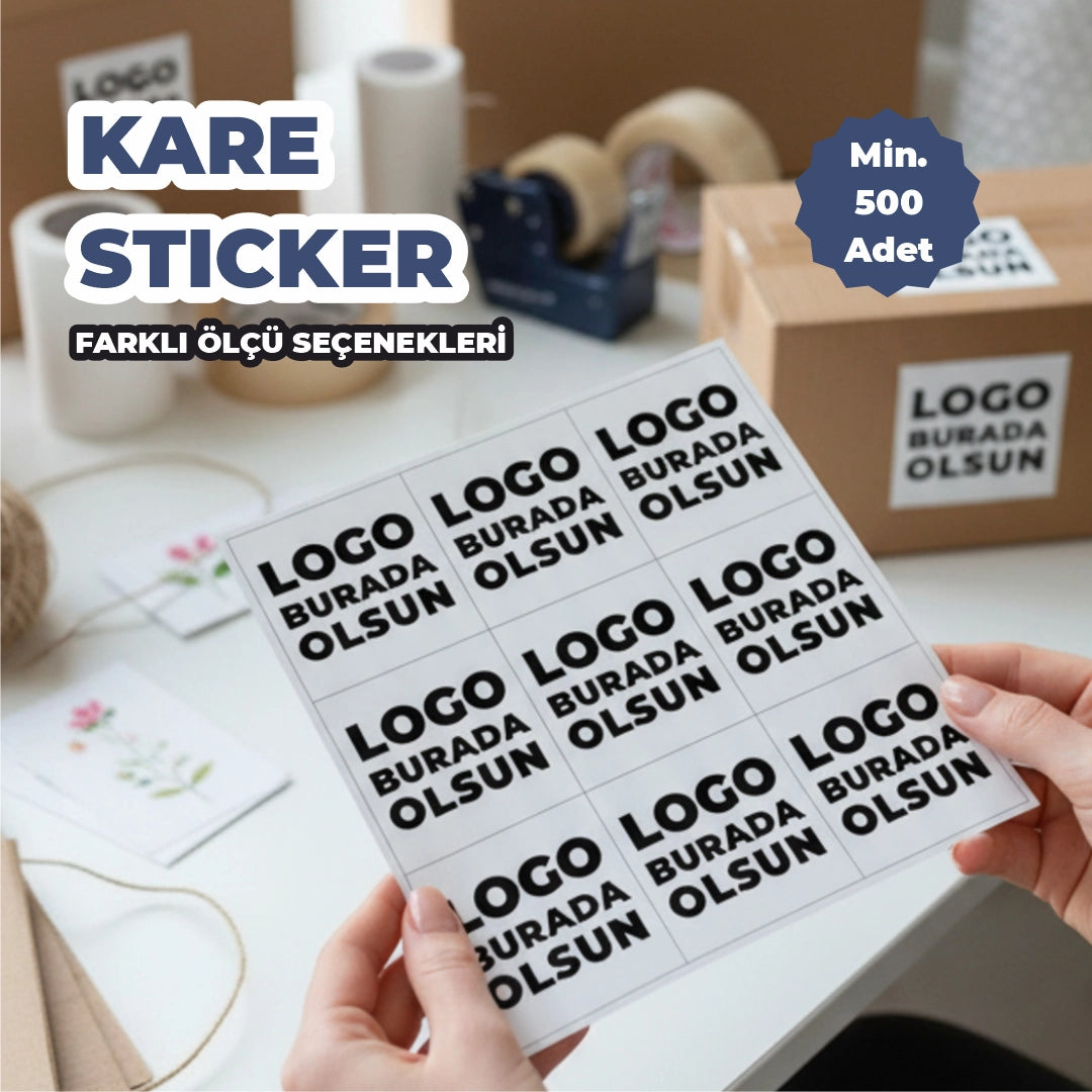 Sticker & Etiket | Kare · Kuşe Kağıt · Özelleştirilebilir