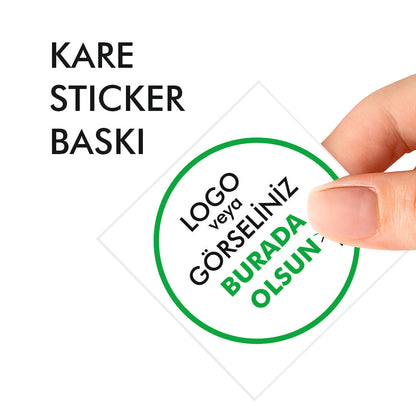Sticker & Etiket | Kare · Kuşe Kağıt · Özelleştirilebilir