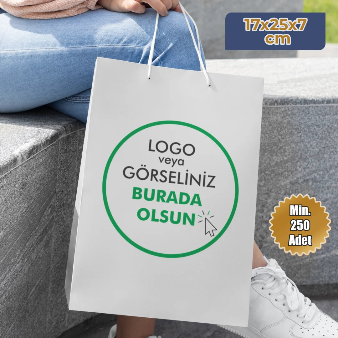 Karton Çanta Baskılı - Dikey - 17x25x7 cm