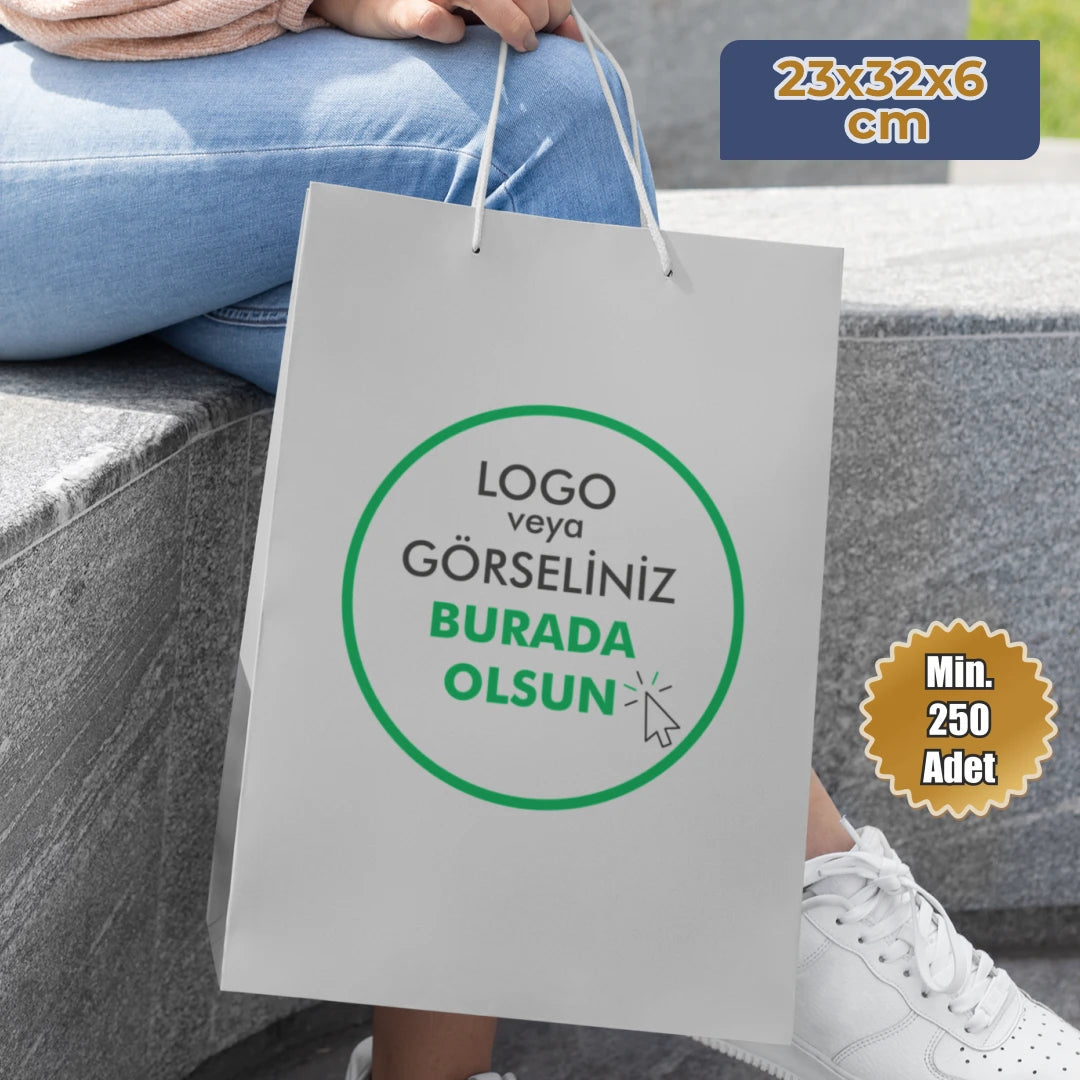 Karton Baskılı Çanta - Dikey - 23x32x6 cm