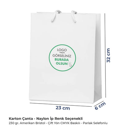 Karton Baskılı Çanta - Dikey - 23x32x6 cm