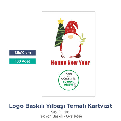 Yılbaşı Kuşe Tebrik Kartı – 19 Farklı  Tasarım - Özelleştirilebilir - 10x7.5 cm