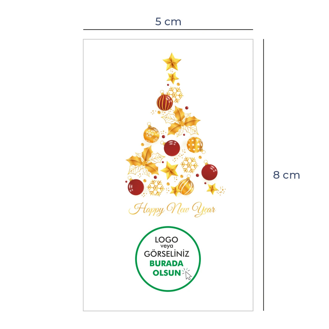 Yılbaşı Kuşe Tebrik Kartı – 19 Farklı  Tasarım - Özelleştirilebilir - 8x5 cm