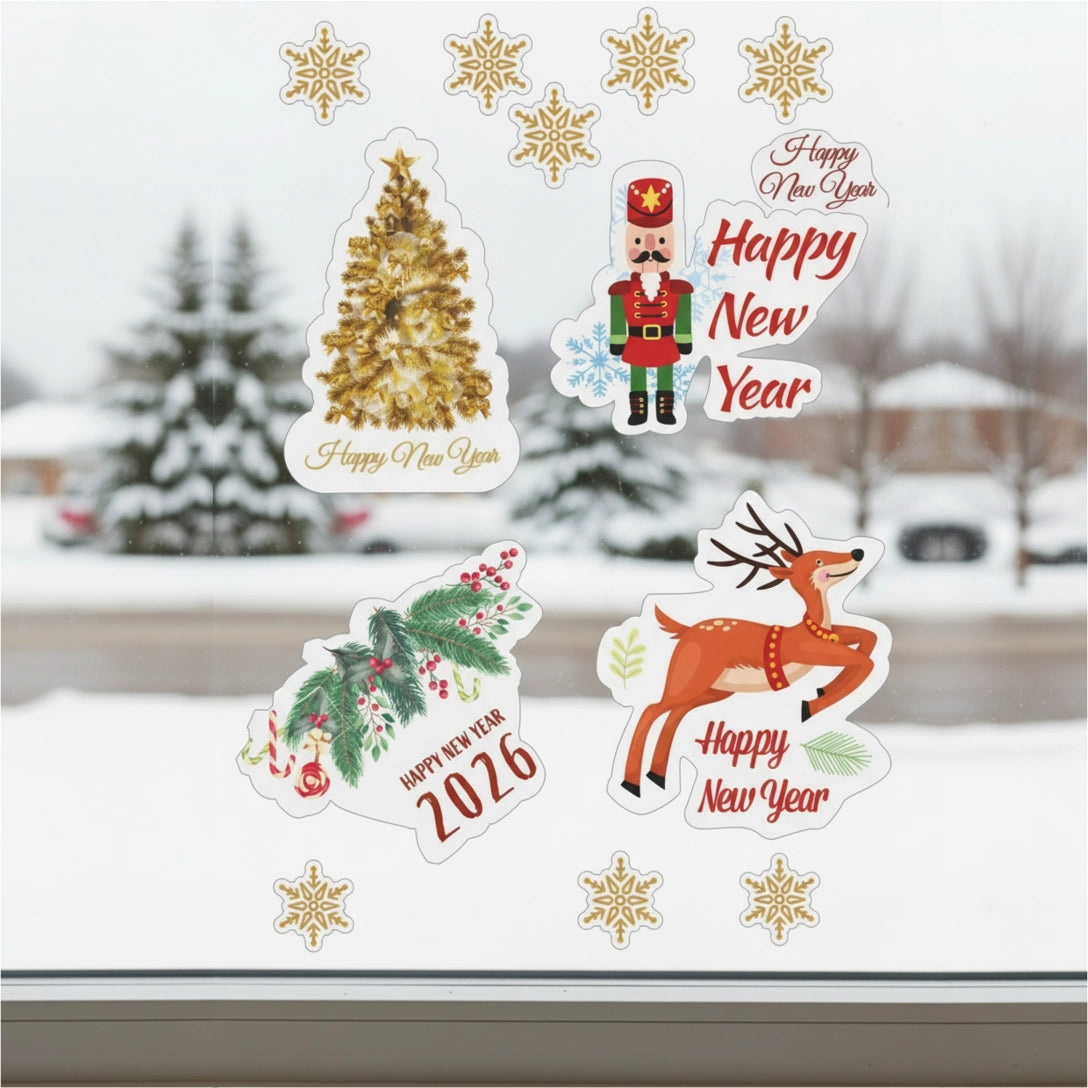 Yılbaşına Özel  Sticker – Su Geçirmez, Dayanıklı Cam & Duvar Yılbaşı Süsleri