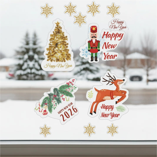 Yılbaşına Özel  Sticker – Su Geçirmez, Dayanıklı Cam & Duvar Yılbaşı Süsleri