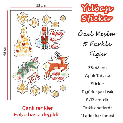 Yılbaşına Özel  Sticker – Su Geçirmez, Dayanıklı Cam & Duvar Yılbaşı Süsleri