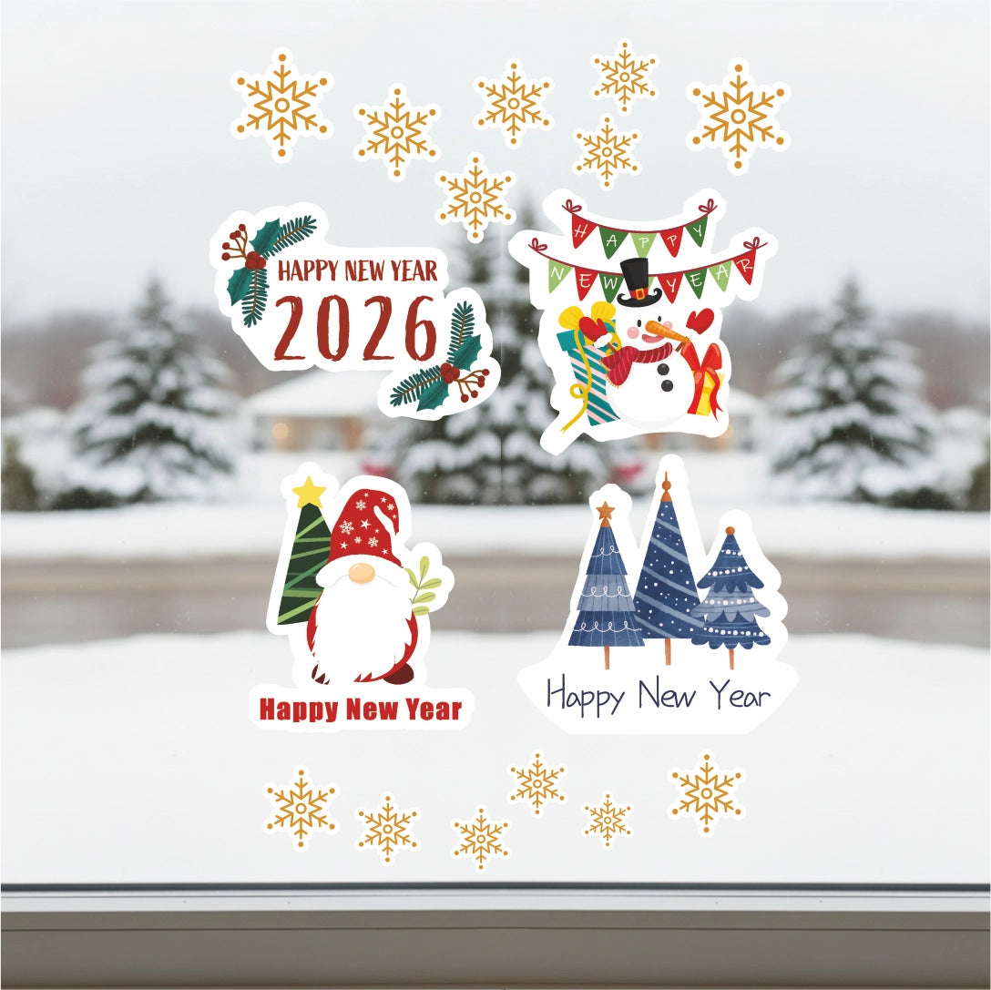 Yılbaşına Özel  Etiket – Su Geçirmez, Dayanıklı Cam & Duvar Yılbaşı Süsleri