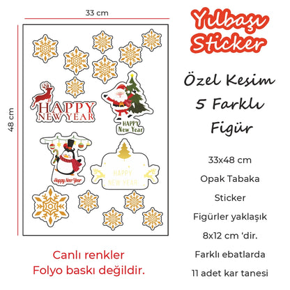 Yılbaşına Özel  Kesim Etiket – Su Geçirmez, Dayanıklı Cam & Duvar Yılbaşı Süsleri