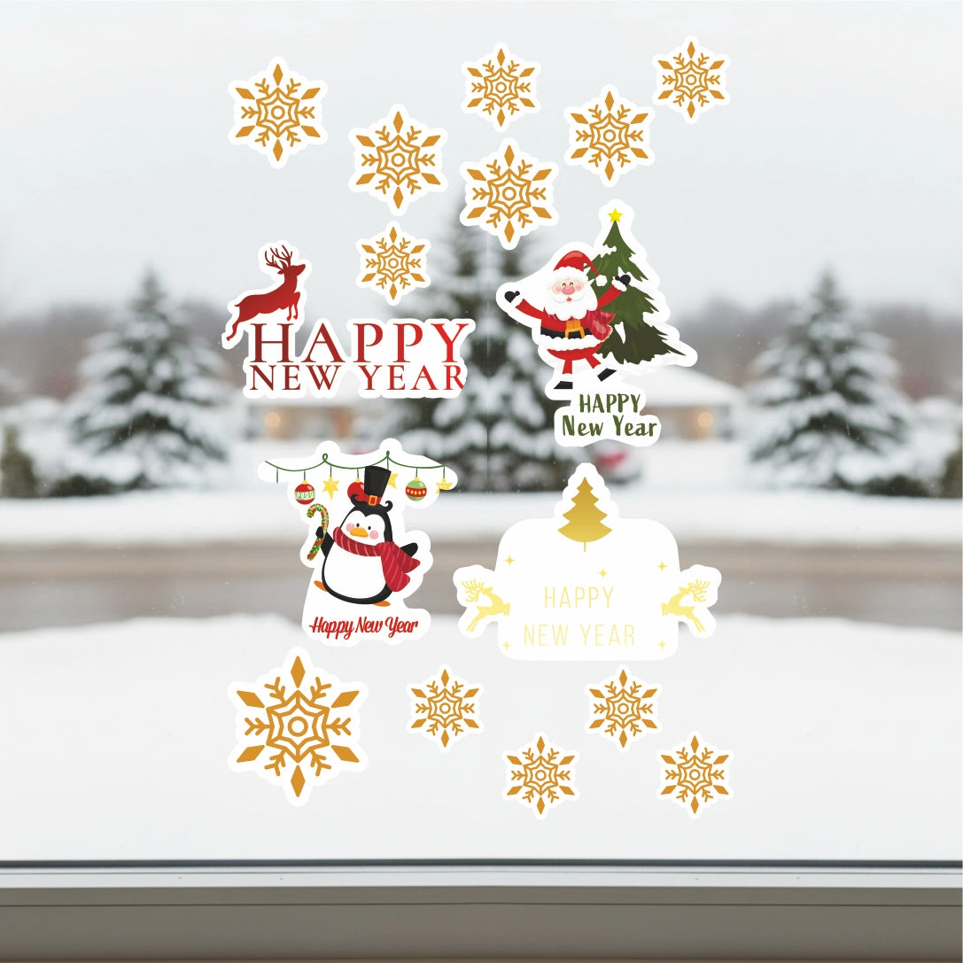 Yılbaşına Özel  Kesim Etiket – Su Geçirmez, Dayanıklı Cam & Duvar Yılbaşı Süsleri