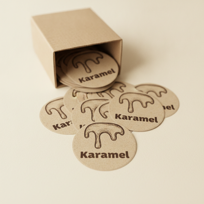 Kutudan dökülen onlarca tam kesim kraft sticker