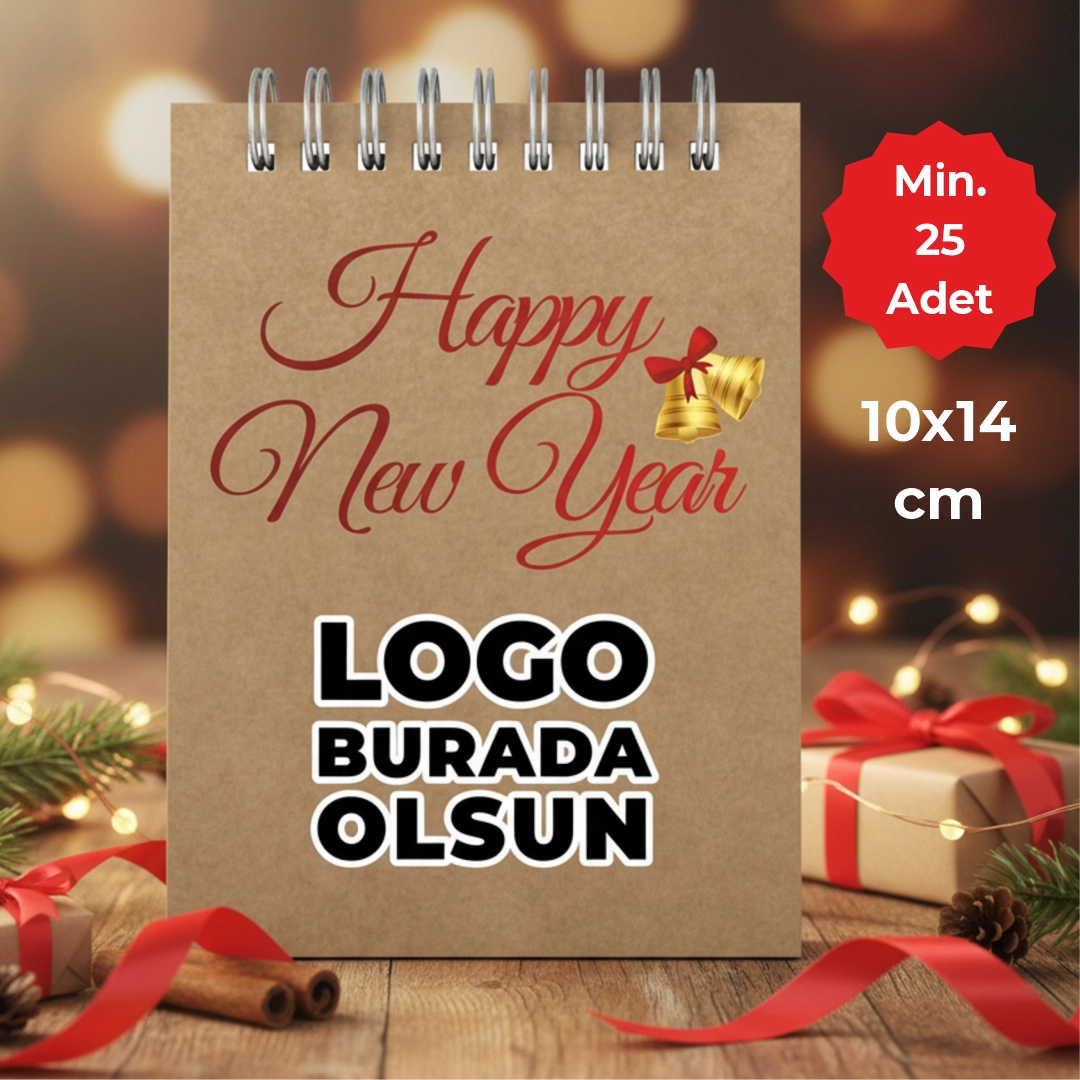 Yılbaşı Kraft Not Defteri – 15 Farklı  Tasarım - Özelleştirilebilir - 10x14 cm
