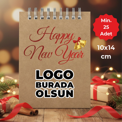 Yılbaşı Kraft Not Defteri – 15 Farklı  Tasarım - Özelleştirilebilir - 10x14 cm