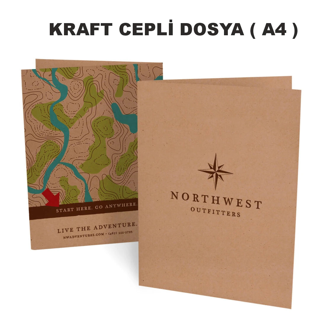 Kraft Cepli Dosya ( A4)  – 300 gr Logo Baskılı Karton Sunum Dosyası