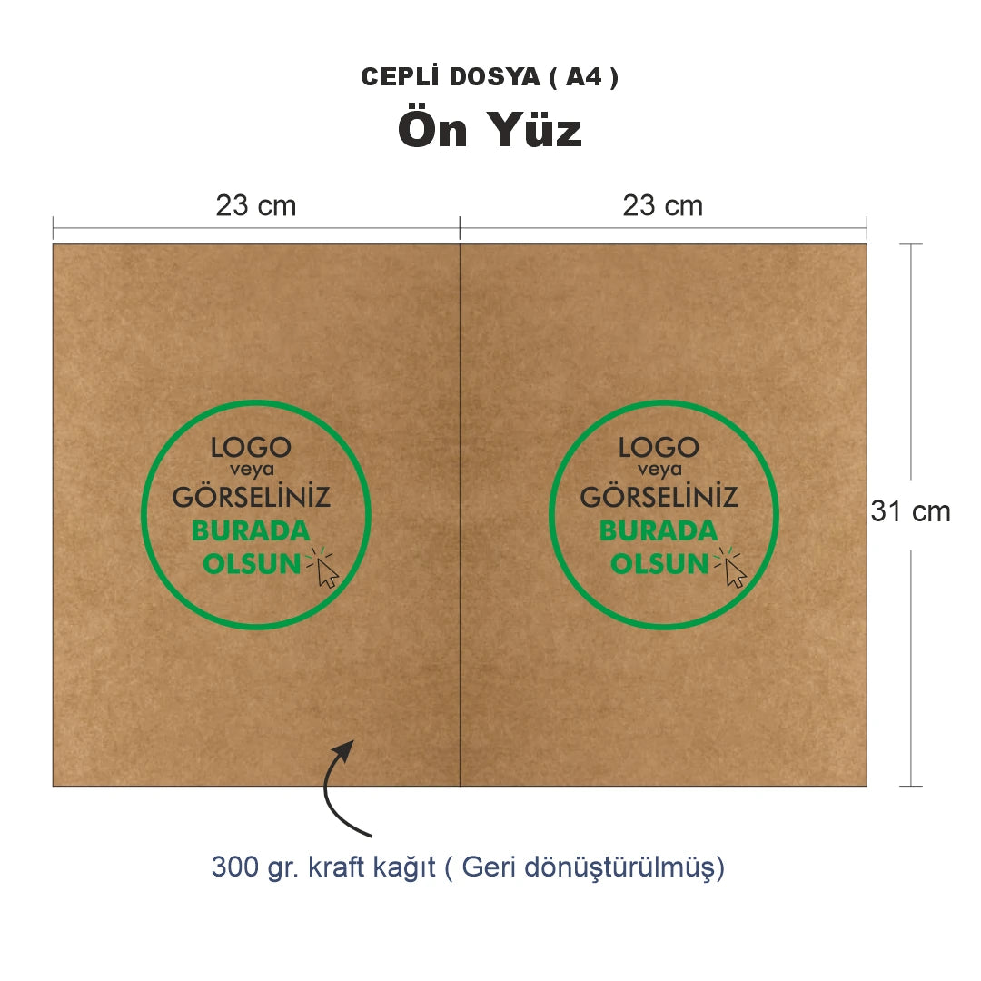 Kraft Cepli Dosya ( A4)  – 300 gr Logo Baskılı Karton Sunum Dosyası