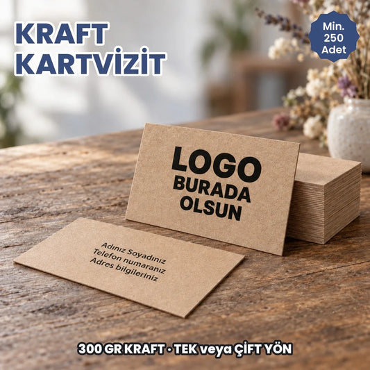Kraft kartvizit: logonuzun ve bilgilerinizin basılacağı alanları gösteren kapak görseli