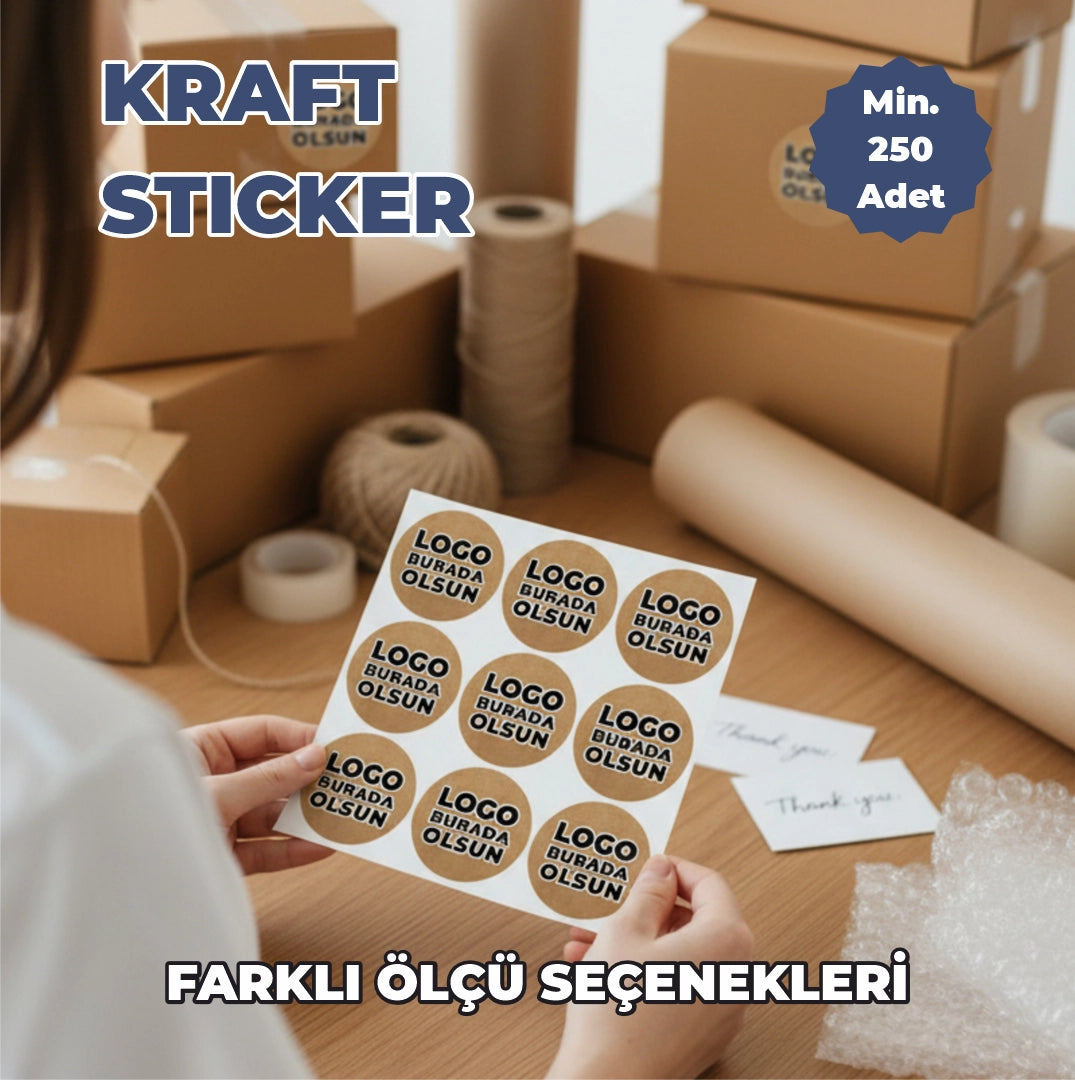 Yuvarlak Kraft Etiket Baskı | Doğal Görünümlü Yuvarlak Sticker