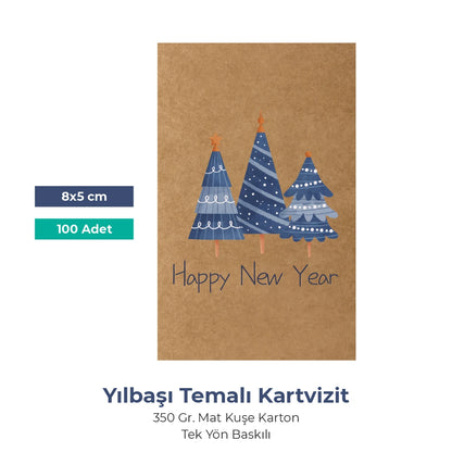 Yılbaşı Kraft Tebrik Kartı – 15 Farklı  Hazır Tasarım - 8x5 cm