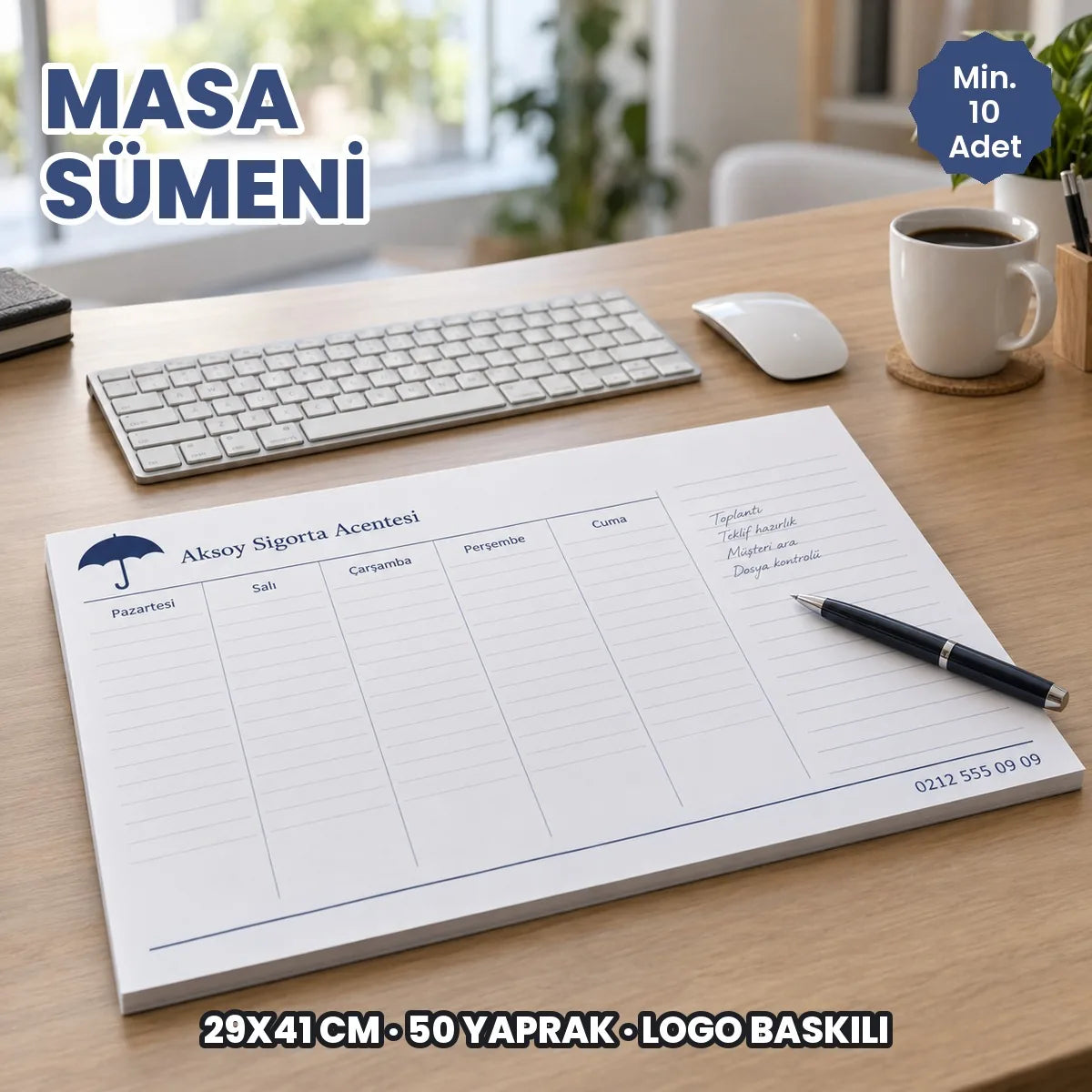 Masa sümeni örneği: hayali marka ile basılmış ürün