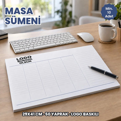 Masa sümeni: logonuzun ve bilgilerinizin basılacağı alanları gösteren kapak görseli