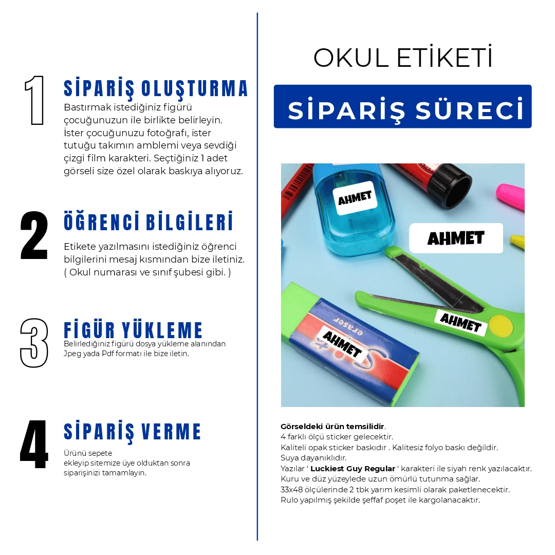 Okul Sticker & Etiket |Kişiye Özel Okul Etiketi | İsimli Sticker & Etiket