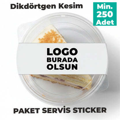 Paket Servis Sticker | Logo Baskılı Dikdörtgen Gıda Ambalaj Etiketi