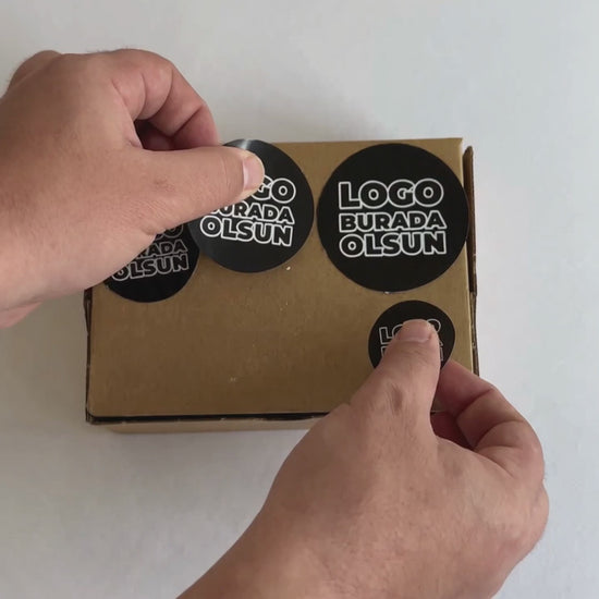 Kuşe yuvarlak sticker e-ticaret kargo kutularında
