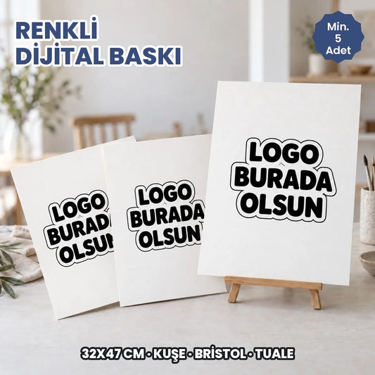 Renkli dijital baskı: logonuzun basılacağı alanları gösteren örnek görsel, logo burada olsun