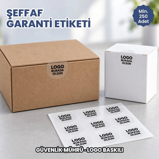 Şeffaf garanti etiketi: logonuzun basılacağı şeffaf güvenlik mührü ürün kutularının kapağında ve tabakada