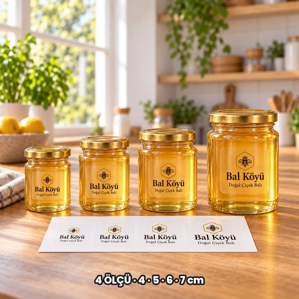 Şeffaf sticker seçenekleri: 4 ÖLÇÜ, 4, 5, 6, 7 cm
