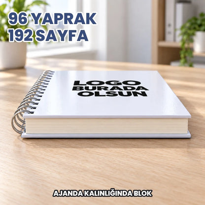 Sert kapak defter kalınlığı: 96 yaprak 192 sayfa blok, geniş metal spiral, sert kapak kenarı