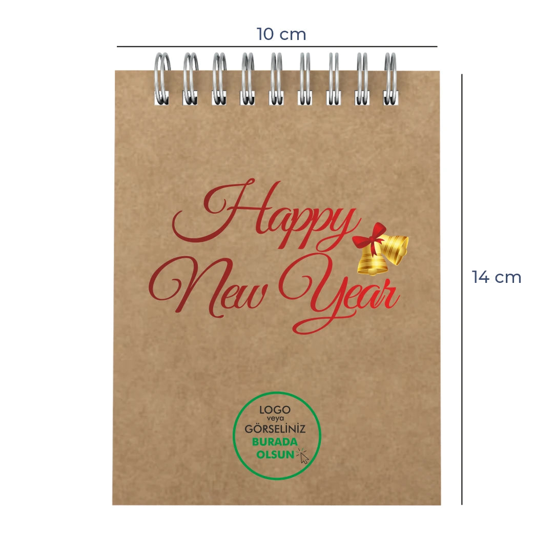 Yılbaşı Kraft Not Defteri – 15 Farklı  Tasarım - Özelleştirilebilir - 10x14 cm
