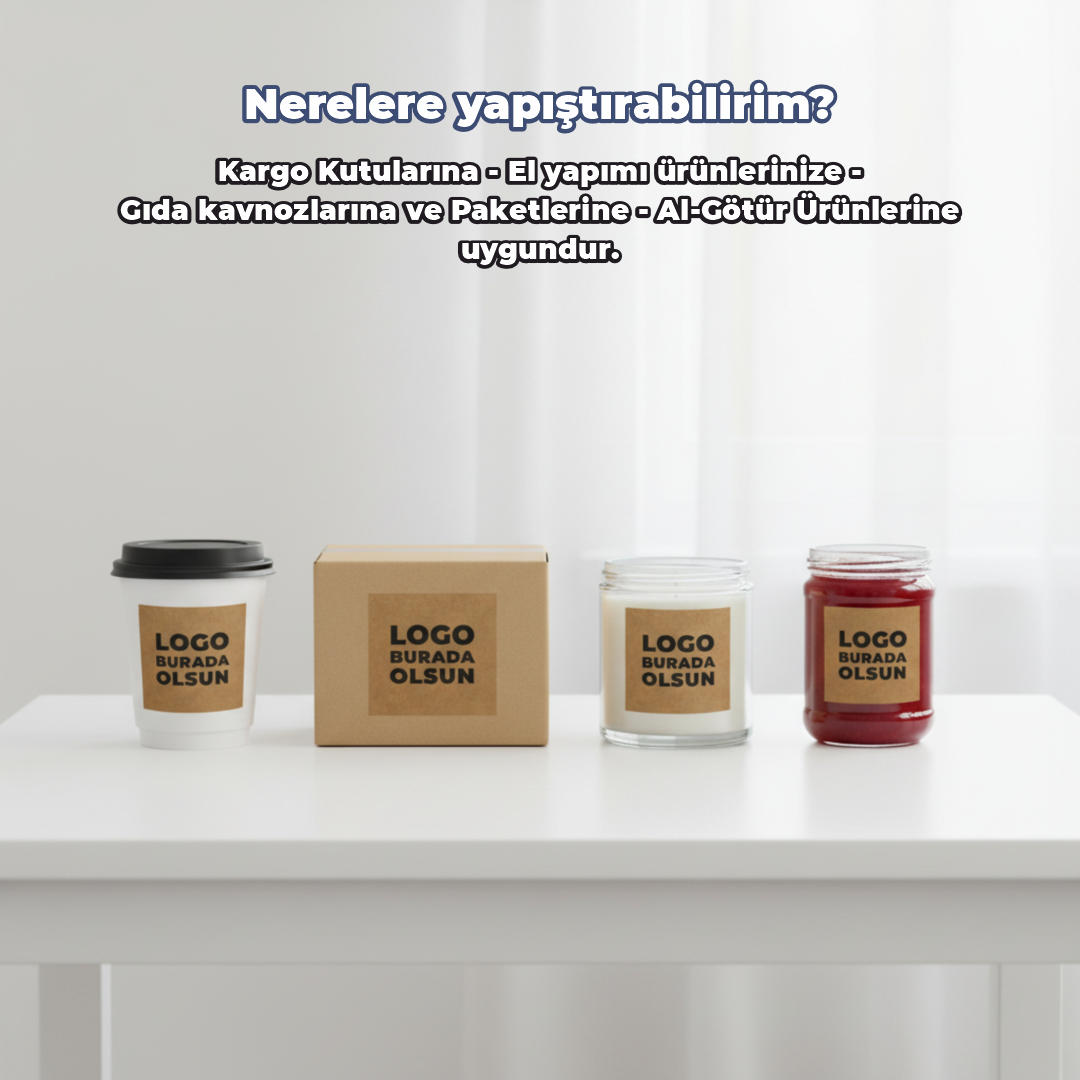 Kare Kraft Etiket Baskı | Özel Tasarım Doğal Kraft Sticker