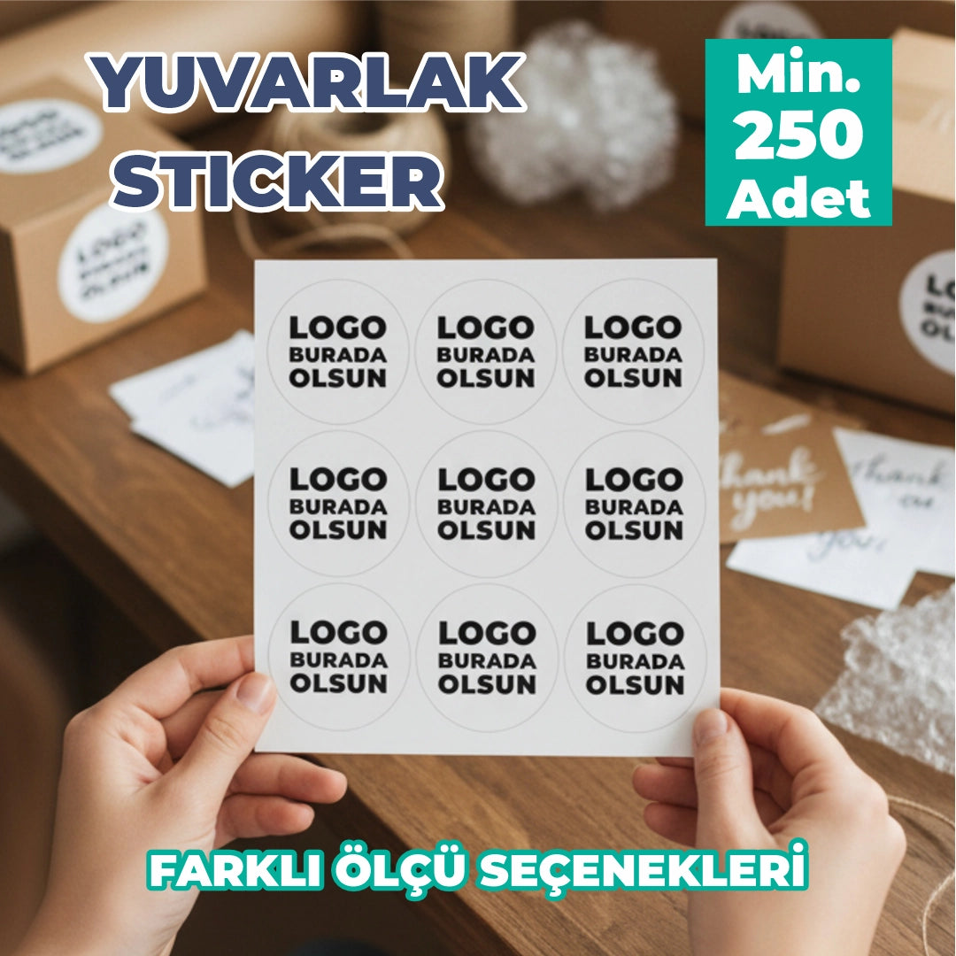 Sticker & Etiket Baskı | Yuvarlak · Kuşe Kağıt · Özelleştirilebilir