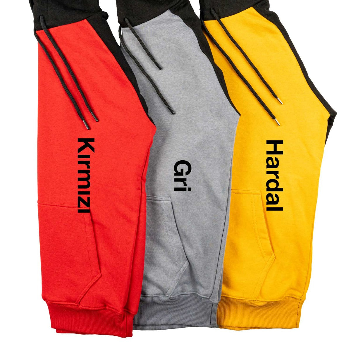 Baskılı Reglan Gövde Kapüşonlu Sweatshirt Kırmızı - 3 İplik Şardonsuz