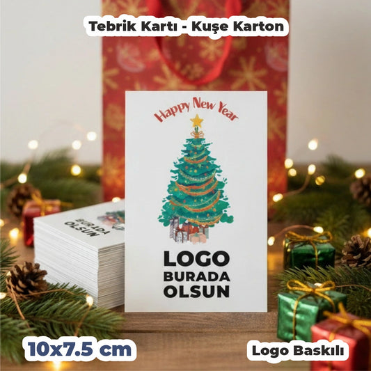 Yılbaşı Kuşe Tebrik Kartı – 19 Farklı  Tasarım - Özelleştirilebilir - 10x7.5 cm