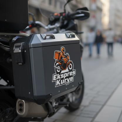 Motosiklet kasasında dış mekan vinil sticker uygulaması