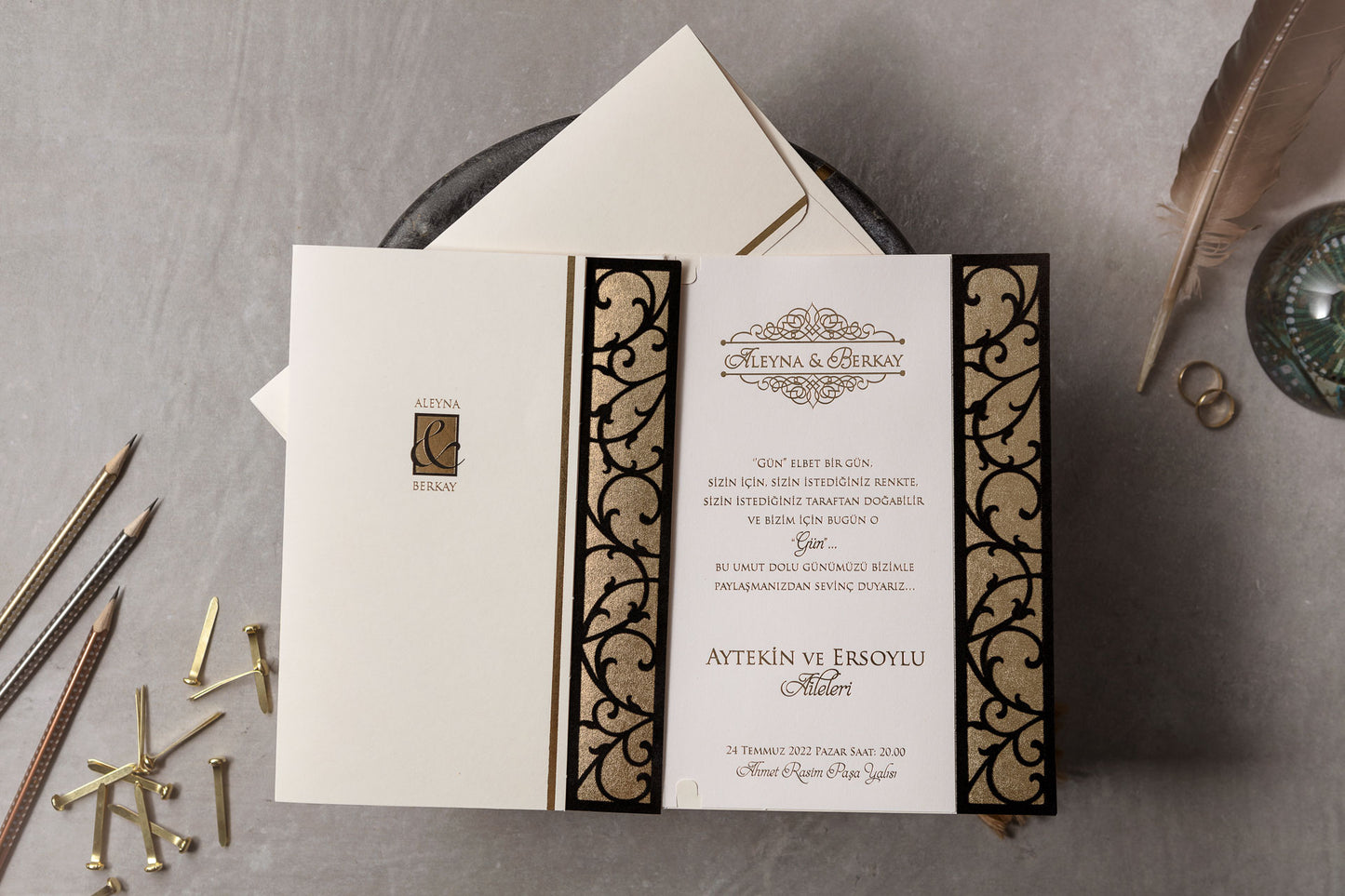 Wedding Davetiye 8435 - lüks düğün davetiyesi 2