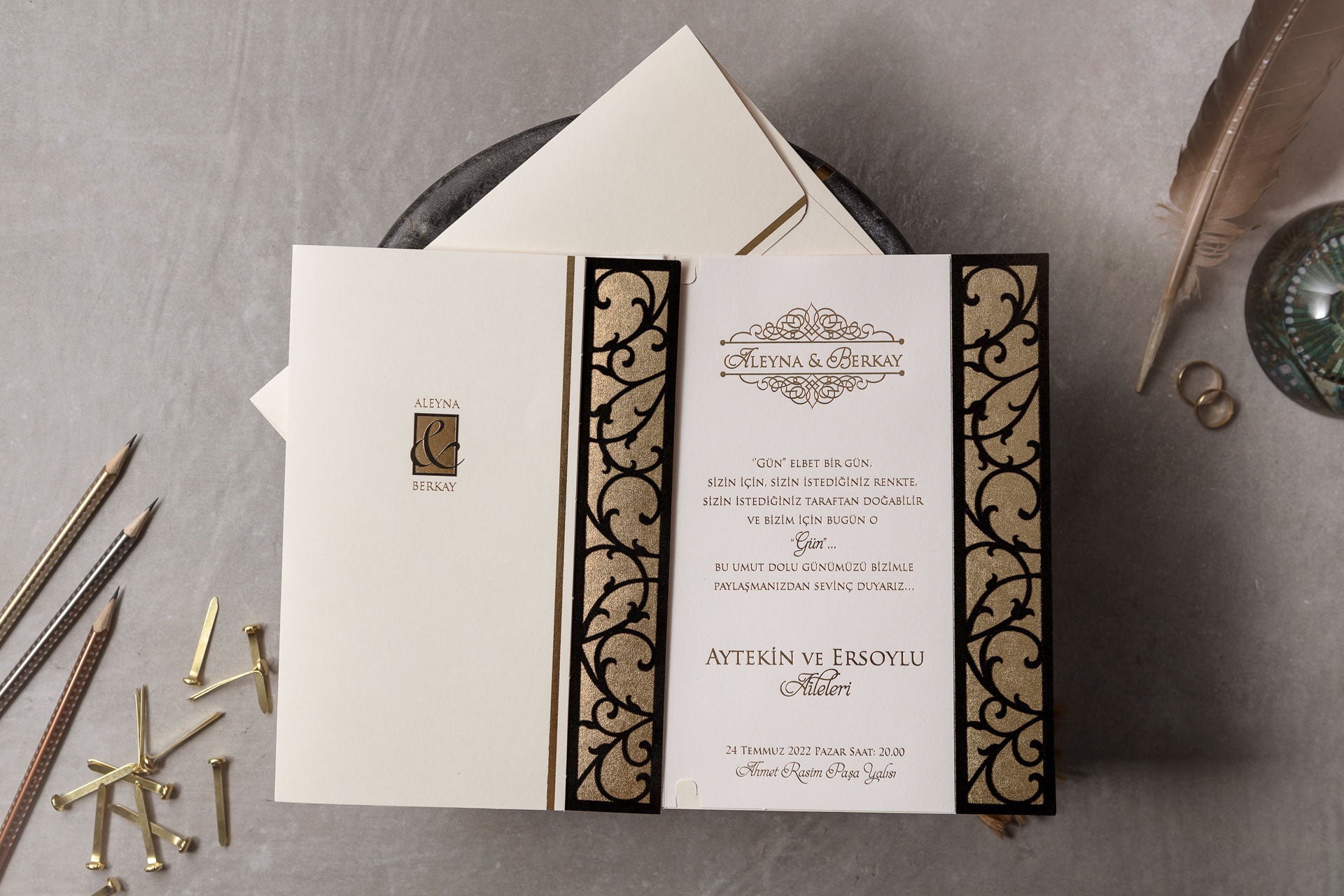 Wedding Davetiye 8435 - lüks düğün davetiyesi 2