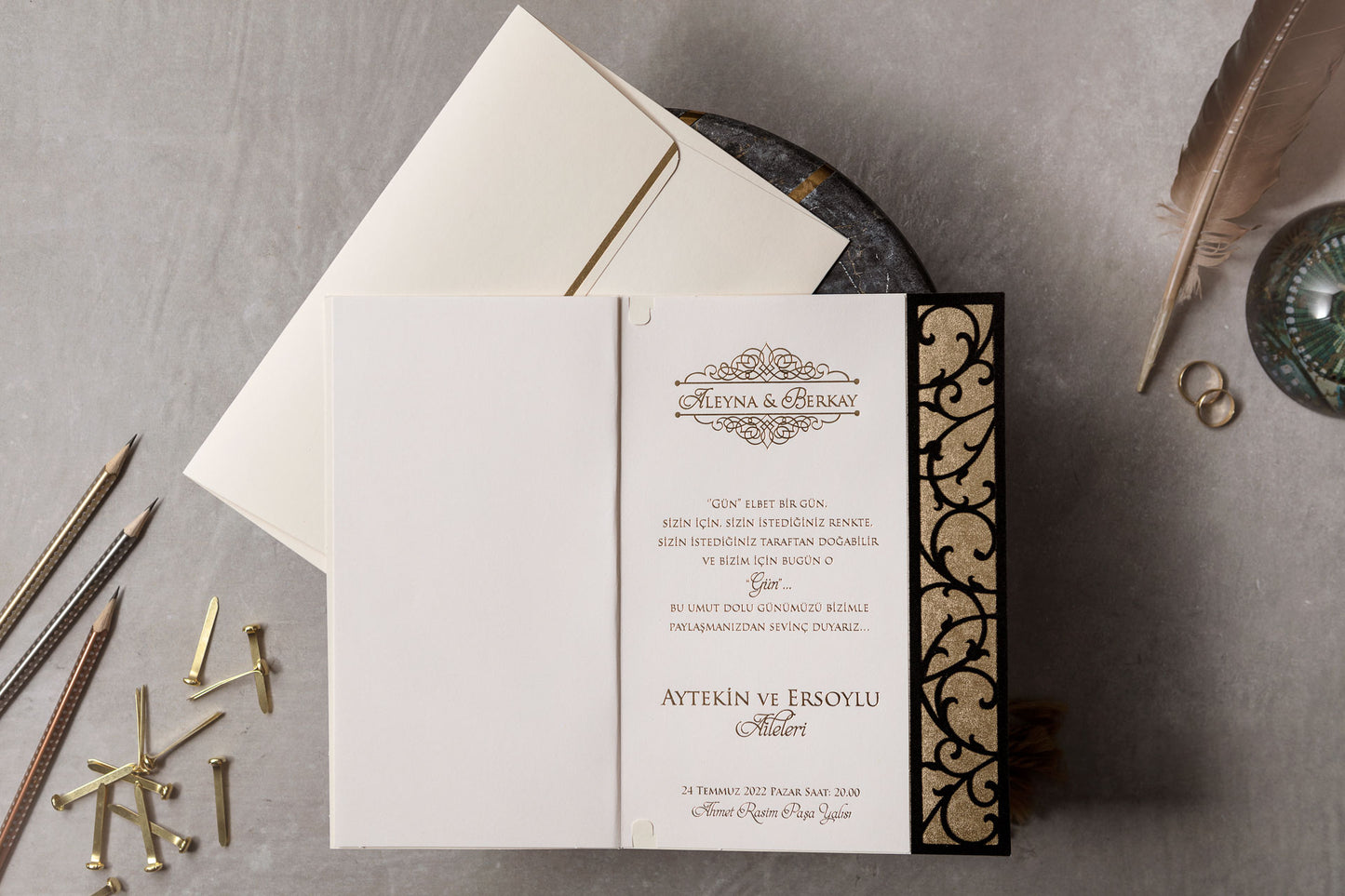 Wedding Davetiye 8435 - lüks düğün davetiyesi 3