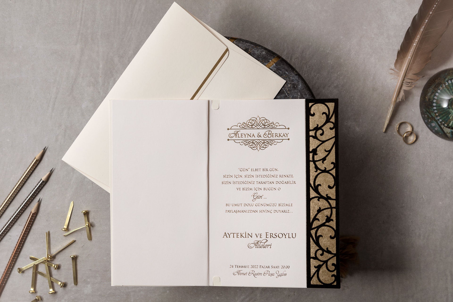 Wedding Davetiye 8435 - lüks düğün davetiyesi 3