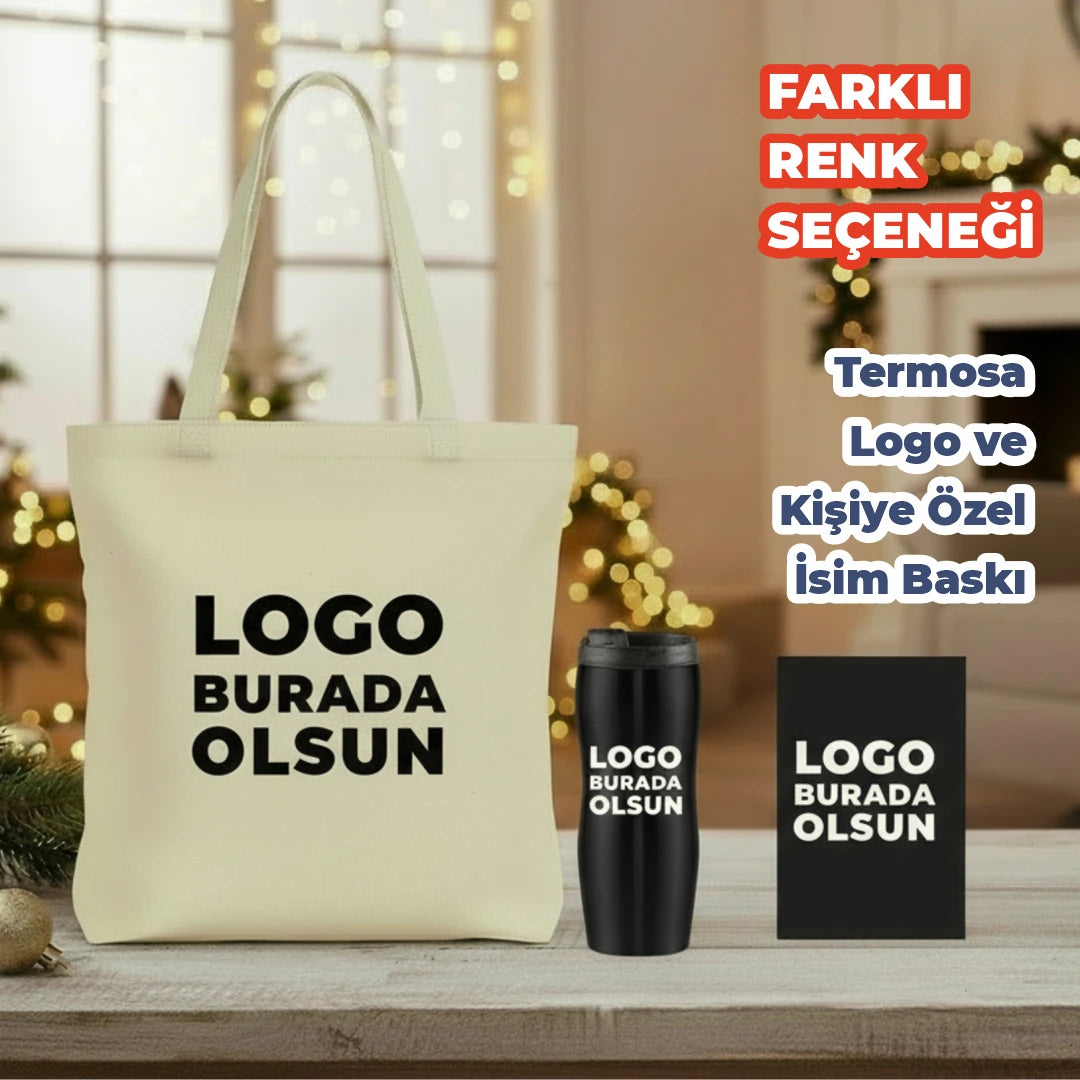 Kurumsal Promosyon Yeni Yıl Hediyeleri - Kanvas Çanta, Termos ve Kanvas Defter