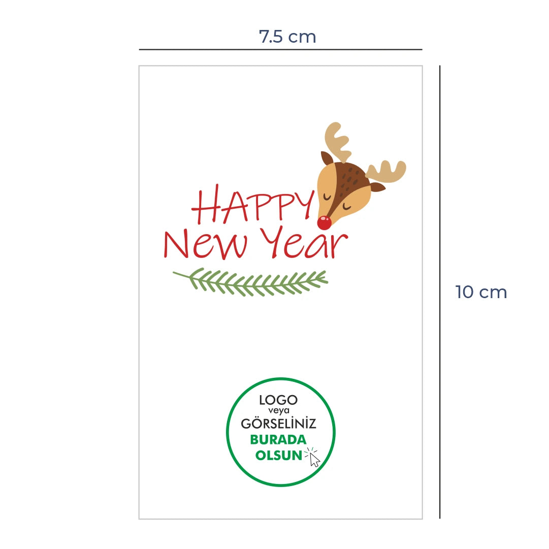 Yılbaşı Kuşe Tebrik Kartı – 19 Farklı  Tasarım - Özelleştirilebilir - 10x7.5 cm